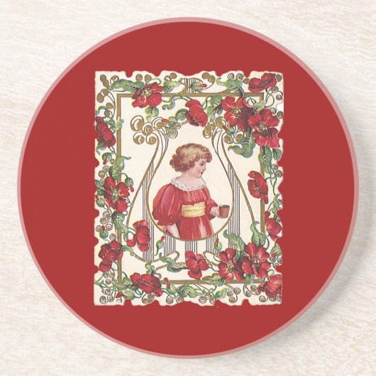 ビクトリア時代のバレンタインデーの子供とバラ コースター (正面)