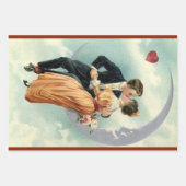 ビクトリア時代のバレンタインデー ヴィンテージ 月のキス ラッピングペーパーシート (正面)