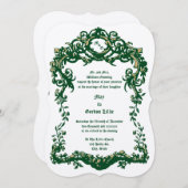 ビクトリア時代のバロック・ロココ様式の果物と葉 招待状 (正面/裏面)