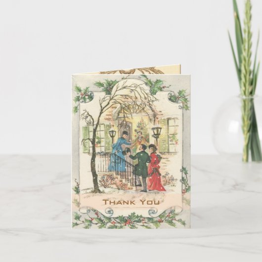 ビクトリア時代のホリデーシーズン クラシッククリスマス パーティー サンキューカード (正面)