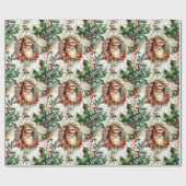 ビクトリア時代のホーリー付きサンタクロースⅡ ラッピングペーパー (フラット)