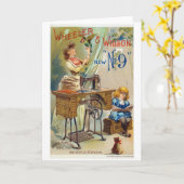 ビクトリア時代のミシンの広告 カード (黄色い花)