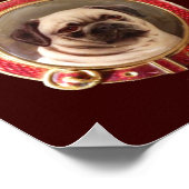 ビクトリア時代のミニチュア犬の肖像画 パグ ポスター (角)