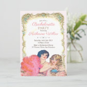 ビクトリア時代のレトロな独身最後のパーティー招待状 招待状 (スタンド正面)