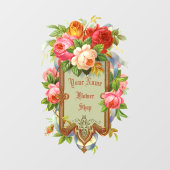 ビクトリア時代のローズボーダー花屋テンプレート ウィンドウサイン (シート)