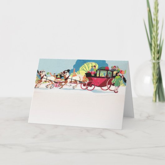 ビクトリア時代のヴィンテージなステーコーチのクリスマスパーティ シーズンカード (正面)