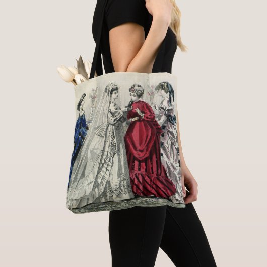 ビクトリア時代のヴィンテージウェディングパーティーの花嫁の肖像 トートバッグ (クローズアップ)