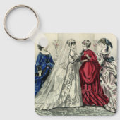 ビクトリア時代のヴィンテージ結婚式の花嫁とその一行の肖像画 キーホルダー (正面)