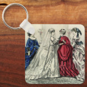 ビクトリア時代のヴィンテージ結婚式の花嫁とその一行の肖像画 キーホルダー (正面)