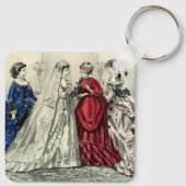 ビクトリア時代のヴィンテージ結婚式の花嫁とその一行の肖像画 キーホルダー (裏面)