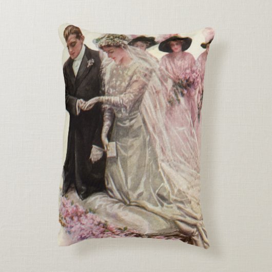 ビクトリア時代のヴィンテージ結婚式 新婦と新郎 アクセントクッション (裏面(縦))