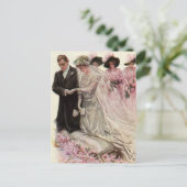 ビクトリア時代のヴィンテージ結婚式 新婦と新郎 ポストカード (スタンド正面)