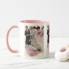 ビクトリア時代のヴィンテージ結婚式 新婦と新郎 マグカップ