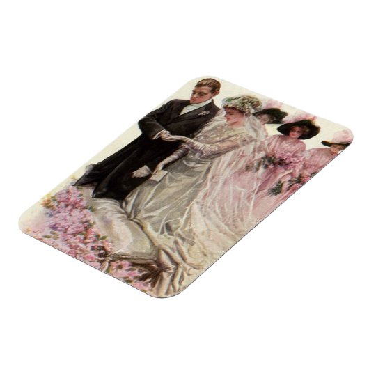 ビクトリア時代のヴィンテージ結婚式 新婦と新郎 マグネット (左側)
