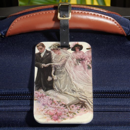 ビクトリア時代のヴィンテージ結婚式 新婦と新郎 ラゲッジタグ (正面インサイチュ2)
