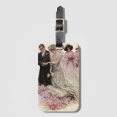 ビクトリア時代のヴィンテージ結婚式 新婦と新郎 ラゲッジタグ (正面縦)