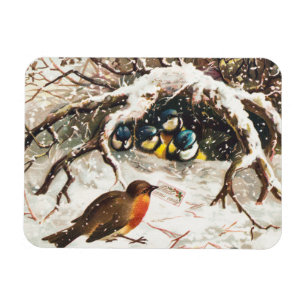 ビクトリア時代のヴィンテージ クリスマスカード 鳥 マグネット