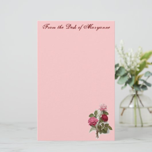 ビクトリア時代の人のばら色のカスタムな静止した 便箋 (スタンド正面)