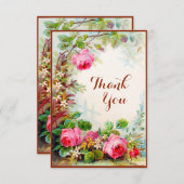 ビクトリア時代の人のばら色のコテージの庭のブランクは感謝していしています サンキューカード (正面/裏面)
