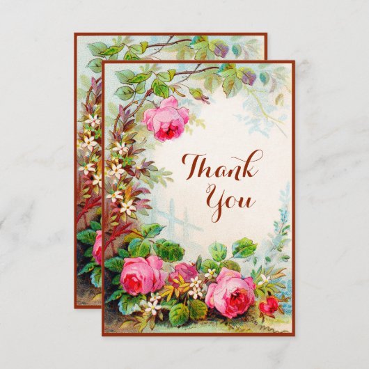 ビクトリア時代の人のばら色のコテージの庭のブランクは感謝していしています サンキューカード (正面/裏面)