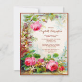 ビクトリア時代の人のばら色のコテージの庭のベビーシャワー 招待状 (裏面)