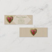 ビクトリア時代の人のばら色のハートおよびストライプのな麻布 スキニー名刺 (正面/裏面)