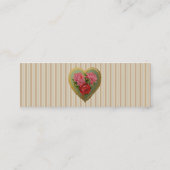 ビクトリア時代の人のばら色のハートおよびストライプのな麻布 スキニー名刺 (裏面)