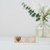 ビクトリア時代の人のばら色のハートおよびストライプのな麻布 スキニー名刺 (スタンド正面)