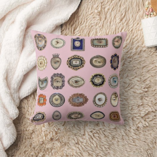 ビクトリア時代の人の刺激を受けたな恋人の目、ピンクの背景 クッション (ブランケット)