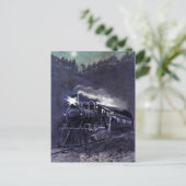 ビクトリア時代の人はエッチング-蒸気機関の列車--を着色しました ポストカード (スタンド正面)