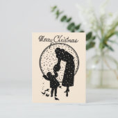 ビクトリア時代の人はメリークリスマスのシルエットを描きます シーズンポストカード (スタンド正面)