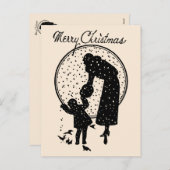 ビクトリア時代の人はメリークリスマスのシルエットを描きます シーズンポストカード (正面/裏面)