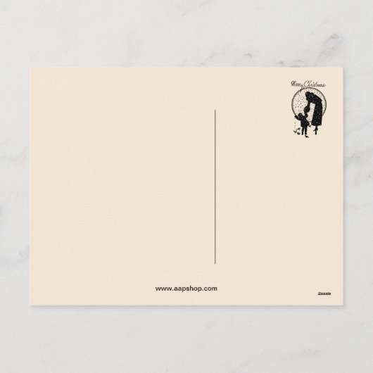 ビクトリア時代の人はメリークリスマスのシルエットを描きます シーズンポストカード (裏面)