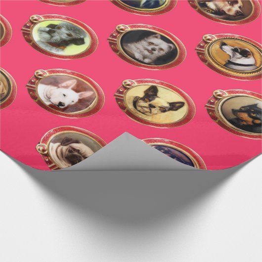 ビクトリア時代の人は/MINIATURE犬のポートレート、ピンクにエナメルを塗ります ラッピングペーパー (角)