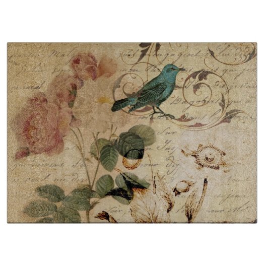ビクトリア時代の人ばら色のパリは植物のフランスのな鳥の台本を書きます カッティングボード (正面)