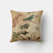 ビクトリア時代の人ばら色のパリは植物のフランスのな鳥の台本を書きます クッション (裏面)