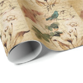 ビクトリア時代の人ばら色のパリは植物のフランスのな鳥の台本を書きます ラッピングペーパー (ロールコーナー)