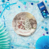 ビクトリア時代の人、ヴィンテージのクリスマス、景色、カスタム ペーパープレート (パーティー)