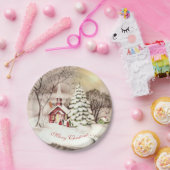 ビクトリア時代の人、ヴィンテージのクリスマス、景色、カスタム ペーパープレート (パーティー)