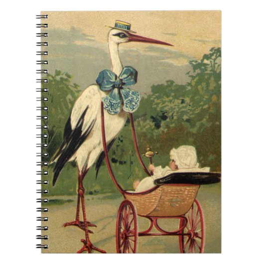 ビクトリア時代の伝統的なコウテイハクチョウと赤ちゃんのベビーカー ノートブック (正面)