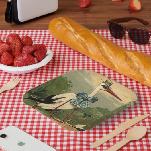 ビクトリア時代の伝統的なコウテイハクチョウと赤ちゃんのベビーカー ペーパープレート (ピクニック)