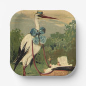 ビクトリア時代の伝統的なコウテイハクチョウと赤ちゃんのベビーカー ペーパープレート (正面)