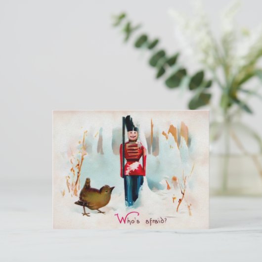 ビクトリア時代の古い錫製兵隊のクリスマス ポストカード (スタンド正面)