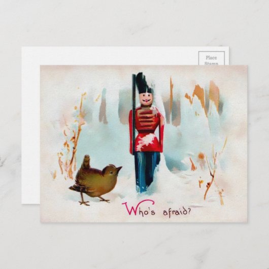 ビクトリア時代の古い錫製兵隊のクリスマス ポストカード (正面/裏面)