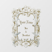 ビクトリア時代の境界線付き宿泊施設＆朝食テンプレート ウィンドウサイン (シート)