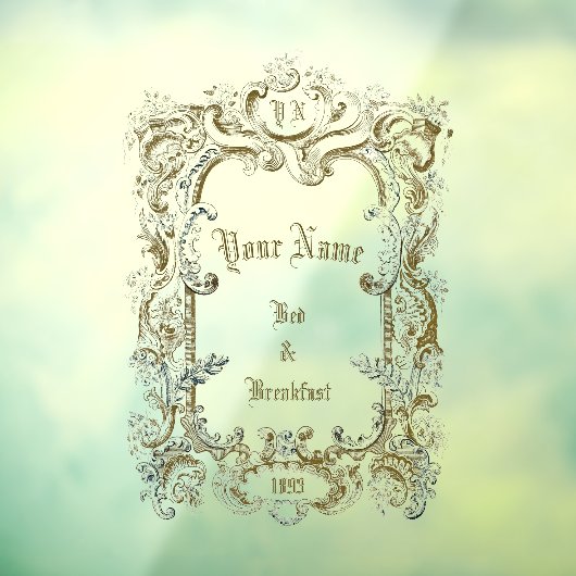 ビクトリア時代の境界線付き宿泊施設＆朝食テンプレート ウィンドウサイン (シート3)