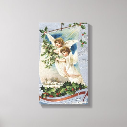 ビクトリア時代の天使が帆船に乗ったクリスマス キャンバスプリント (正面)