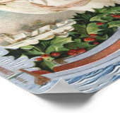 ビクトリア時代の天使が帆船に乗ったヴィンテージクリスマス ポスター (角)