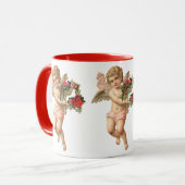 ビクトリア時代の天使が花の輪を持つクリスマス ヴィンテージ,  マグカップ (正面左)