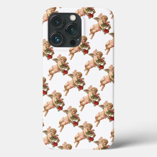 ビクトリア時代の天使が花輪を持つクリスマスのイラスト Case-Mate iPhoneケース (裏面)